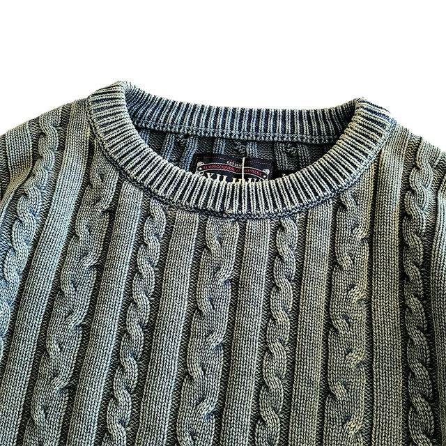 Silibu pullover full cotton thread round neck long sleeve knit sweater