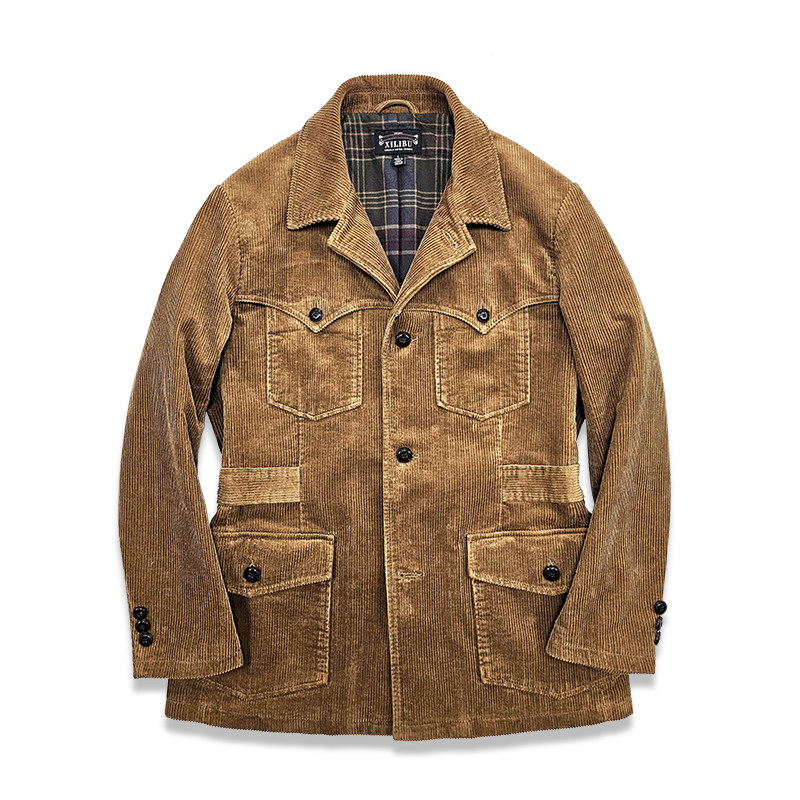 西里布灯芯绒猎装夹克西服咔叽美式复古条绒修身西装外套男非rrl,淘宝优惠券,粉丝福利购,淘宝优惠卷