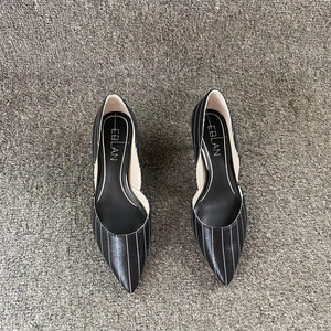 EBLAN/伊伴正品撤柜处理夏季欧美风浅口侧空单鞋通勤百搭高跟鞋女