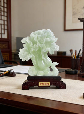 玉石白菜招财摆件客厅玄关装饰