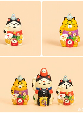 韩系ins风可爱猫咪桌面摆件卡通动物装饰品创意礼物