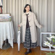 Korean style mid-length petite horn button woolen jacket