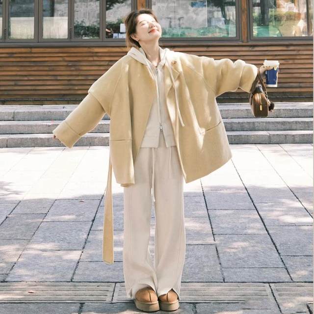 Mid-length loose cloak woolen coat