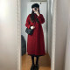 Women's burgundy woolen coat autumn and winter woolen coat