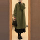 今年流行高级感绿色呢子大衣女秋冬新款韩版小个子中长款毛呢外套