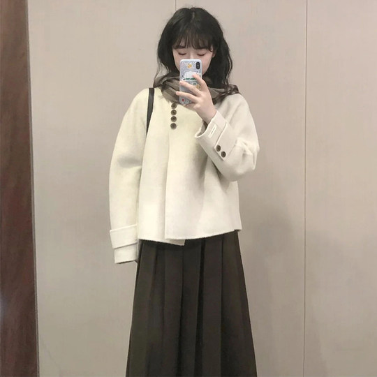 Small loose and slim Korean short woolen jacket