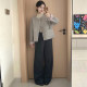 Small gentle style pink gray short woolen coat