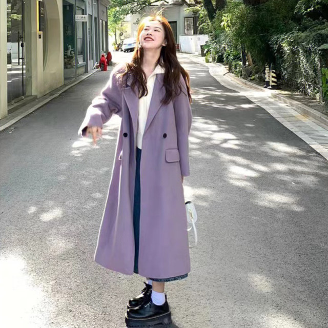 Taro Purple Woolen Coat Women's New Autumn and Winter Style