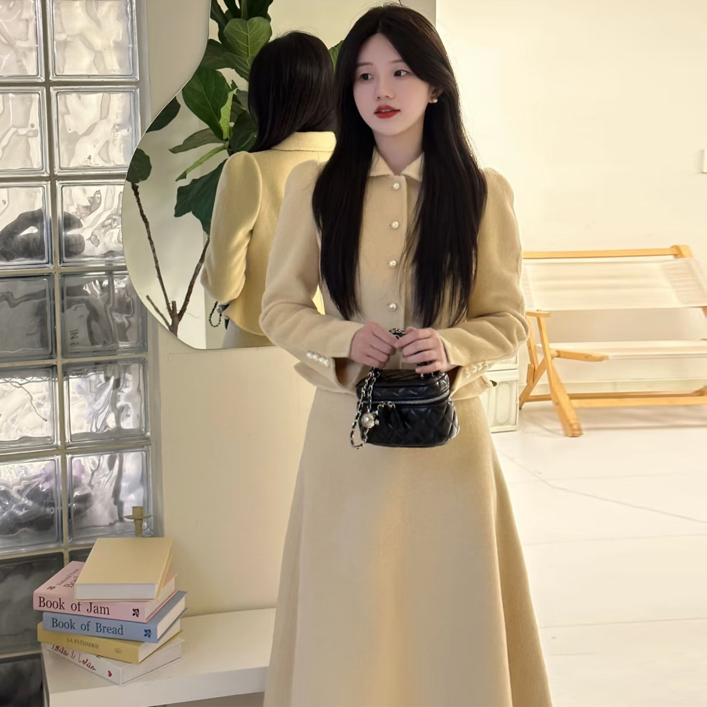 千金风翻领外套A字裙毛呢套装女秋装高知感气质呢子两件套轻熟风,淘宝优惠券,粉丝福利购,淘宝优惠卷