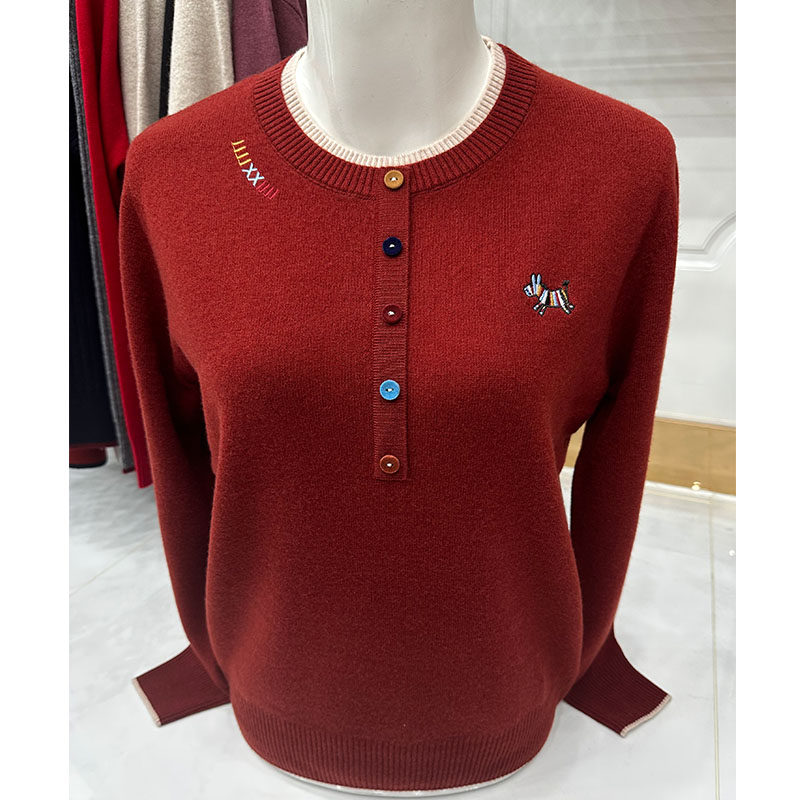 圆领羊毛衫女打底衫毛衣女款依卡璐洋气妈妈秋装2025新款针织小衫,淘宝优惠券,粉丝福利购,淘宝优惠卷