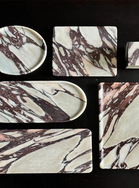 家居装饰摆设天然大理石托盘首饰收纳盘玄关香薰首饰收纳置物盘