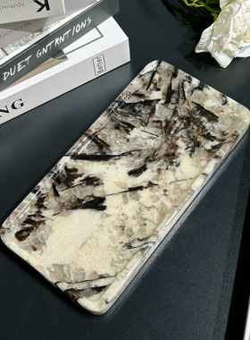 工厂直销轻奢天然大理石桌面摆件绿色纹理收纳托盘高级感家居装饰