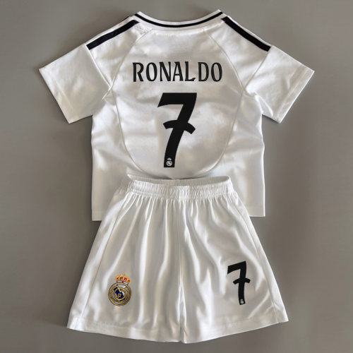 皇马球衣C罗姆巴佩儿童足球服套装男女童速干运动训练服套装定制 - 图0