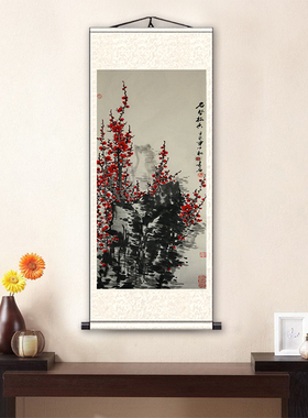 喜鹊报春挂画梅花图丝绸画