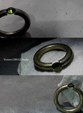 绿宝石戒指祖母绿透辉石天然原石戒指 矿石原矿小众戒指钻戒