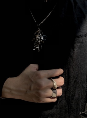 原创手工银饰暗黑不规则纹理戒指