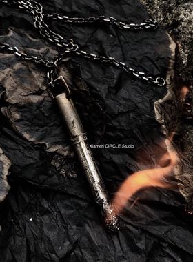 手工纯银街舞嘻哈风暗黑吊坠项链