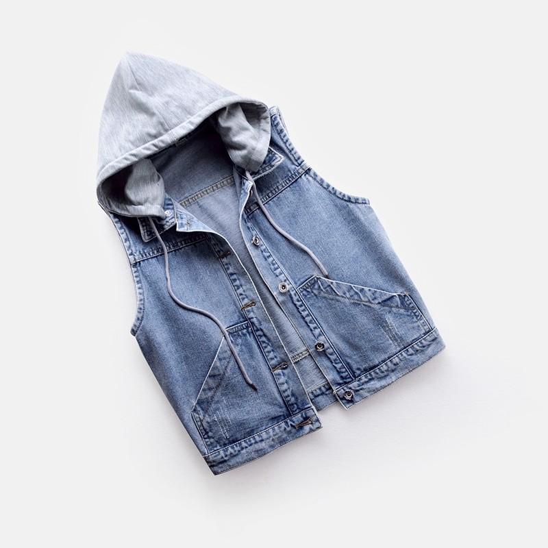 牛仔马甲女短款2025春秋新款韩版宽松连帽无袖夹克百搭修身上衣潮,淘宝优惠券,粉丝福利购,淘宝优惠卷