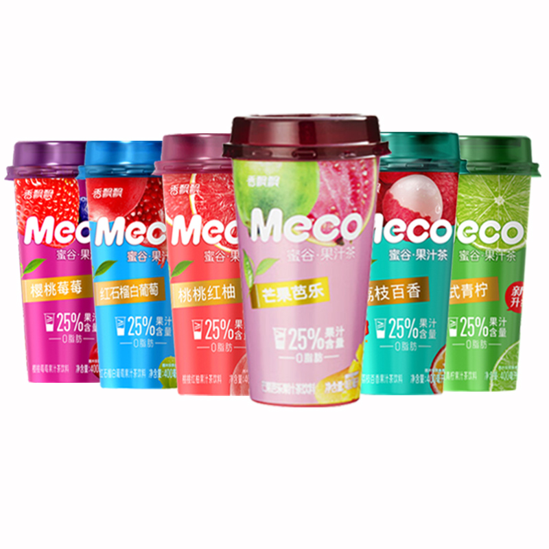 香飘飘meco密谷果汁茶饮料 桃桃红柚泰式青柠混合口味400ml*5杯装 - 图2