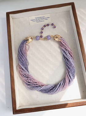 高级感法式优雅紫色多层气质晚宴水晶项链项圈