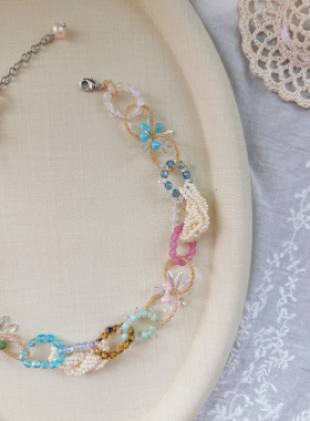 亦朵手作旧时光花簇手工串珠项链礼物复古女