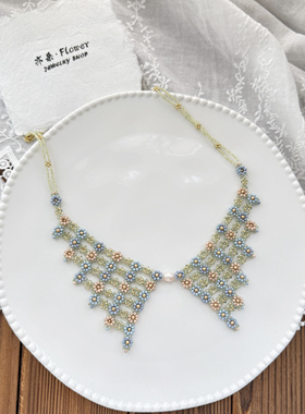 亦朵手作小碎花朵串珠假领子项链天然珍珠定制礼物女