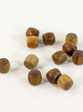 绿檀木散珠直切桶珠9*10MM檀木圆珠diy串珠饰品手串佛珠文玩配件