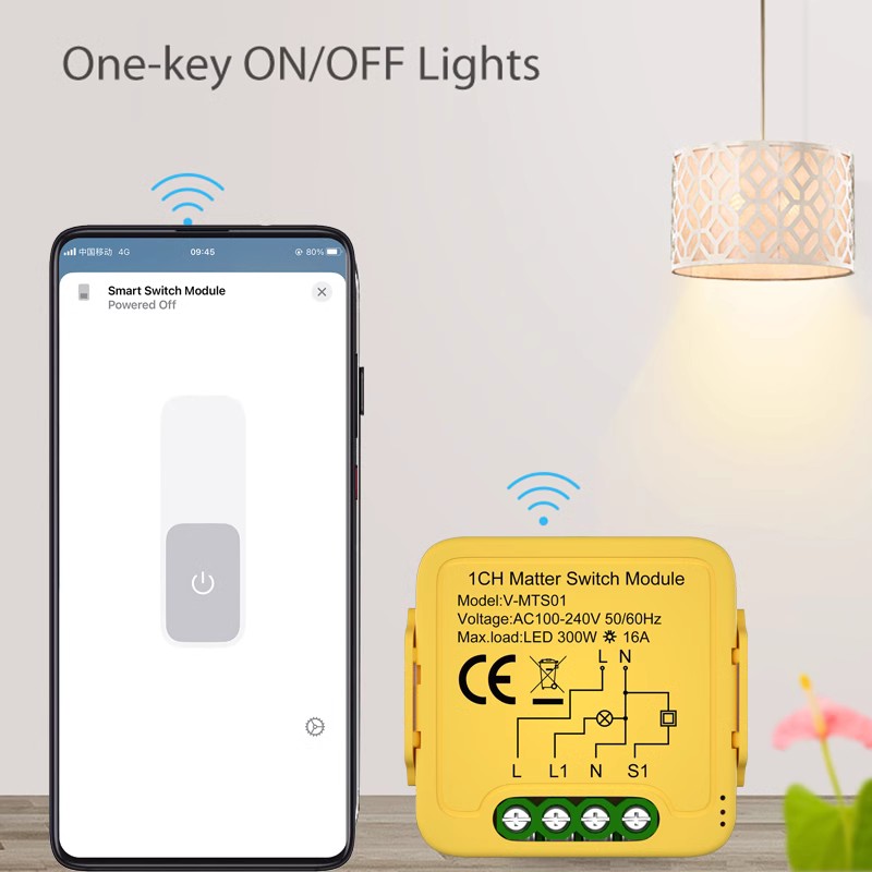 Matter智能开关通断器模块HomeKit直连Siri语音Alexa/Google Home - 图1