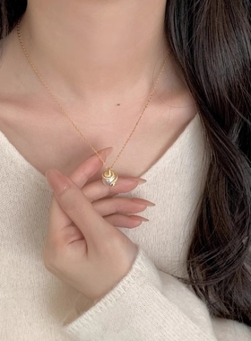 银蛇衔珠S925纯银项链轻奢精致女