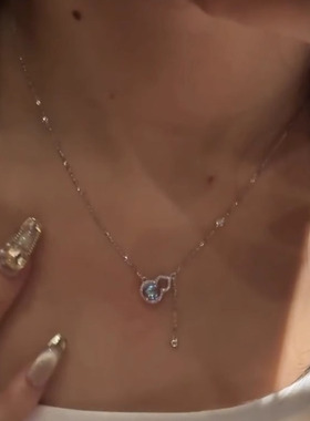 S925纯银幻彩月光石碎钻葫芦项链