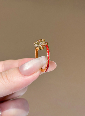 本命年马年红绳小马戒指女款喜庆