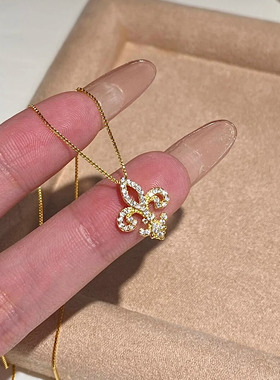 s925银鸢尾花项链配饰女轻奢小众