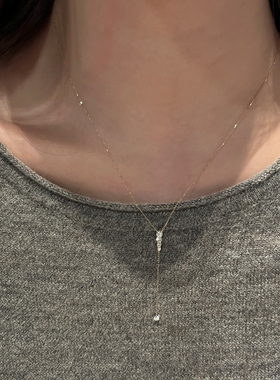 极简主义Y字闪钻流苏项链配饰女轻奢小众设计高级感清冷感锁骨链