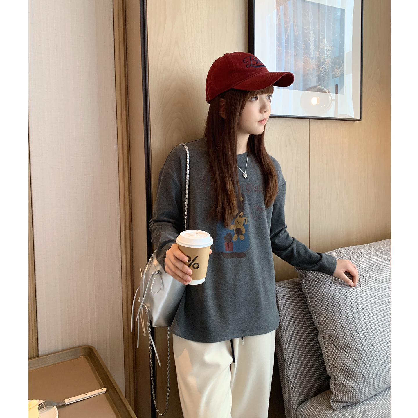 女大童卡通德绒打底衫2025冬装新款初中生圆领长袖T恤保暖厚上衣 - 图0