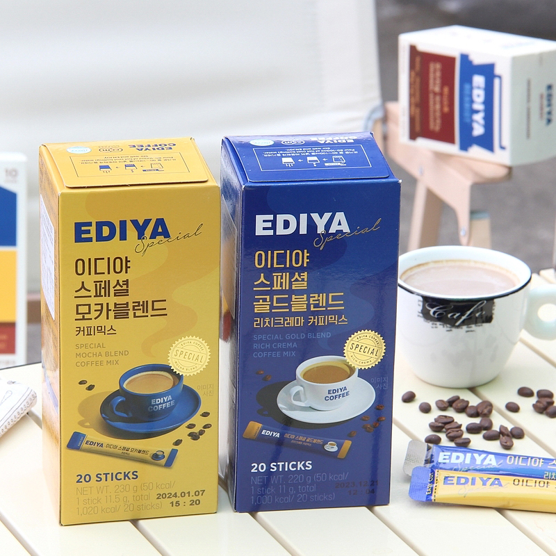 韩国ediya 摩卡味速溶咖啡230g/盒20条三合一牛奶拿铁coffee进口 - 图1