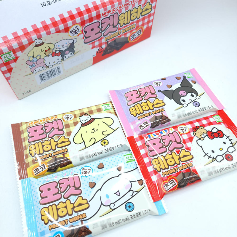 韩国西洲奶油威化饼干整盒21袋三丽鸥库洛米玉桂狗凯蒂hellokitty - 图0