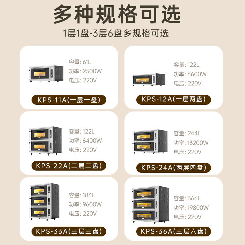 新艾瑞斯平炉烤箱一层一盘大型商用私房烘焙面包蛋糕披萨蒸汽烤箱 - 图3