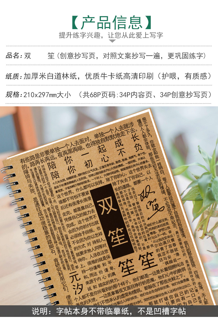 双笙歌词本字帖古风歌曲周边签名应援物少女生字体临摹钢笔练字帖 - 图2