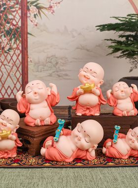 小弥勒搪胶摆件国风款桌面摆件装饰节日礼品家居
