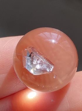 天然水晶包裹体蓝矿吊坠圆珠DIY矿石单珠饰品项链14.5mm一物一图