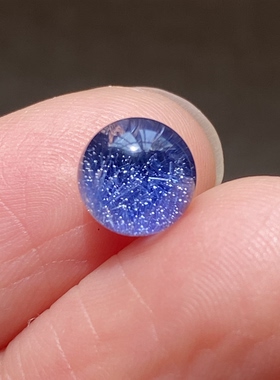天然水晶蓝发晶吊坠圆珠DIY蓝线石单珠饰品项链7.5mm一物一图