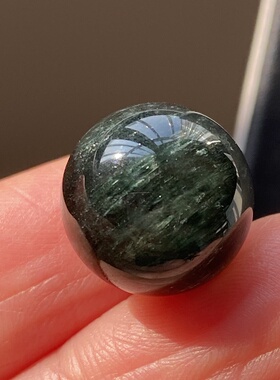 天然水晶绿发晶吊坠圆珠DIY水晶单珠饰品项链13.5mm一物一图