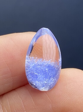 天然水晶蓝发晶吊坠裸石DIY蓝线石饰品项链 一物一图
