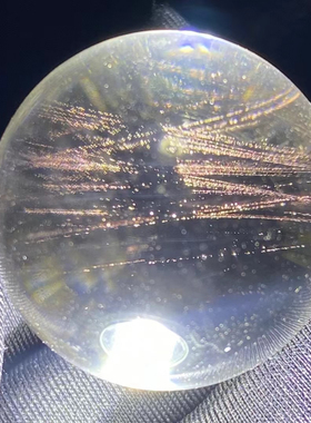 天然白水晶红针圆珠多宝珠转运珠裸石吊坠项坠饰品27mm 一物一图