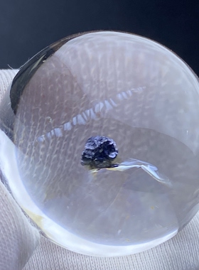 天然水晶包裹体蓝矿花吊坠男女款矿石饰品项链挂坠 一物一图