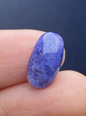 天然水晶蓝发晶吊坠DIY蓝线石蛋面饰品可做戒指一物一图
