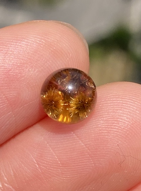 天然水晶发晶花吊坠圆珠DIY发晶单珠饰品项链可做戒指7mm一物一图