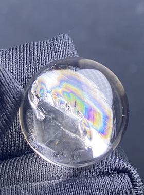 天然水晶包裹体七彩矿石吊坠圆珠DIY矿石单珠饰品项链14mm