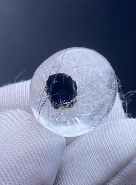 天然水晶包裹体矿石吊坠裸石蛋面DIY水晶饰品可做戒指一物一图