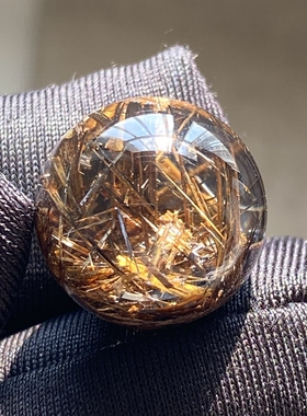 天然水晶网状发吊坠圆珠DIY发晶单珠饰品项链15mm一物一图